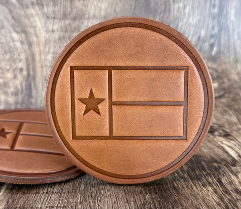 "TEXAS FLAG" - Leather Coaster Set (Set of 4)