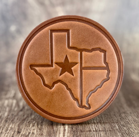 "TEXAS LONE STAR OUTLINE" - Leather Coaster Set (Set of 4)
