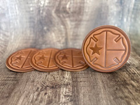 TEXAS MALTESE CROSS Leather Drink Coaster Set (Set of 4)