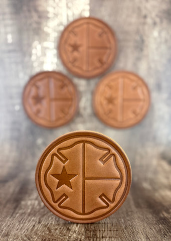 TEXAS MALTESE CROSS Leather Drink Coaster Set (Set of 4)