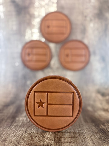 "TEXAS FLAG" - Leather Coaster Set (Set of 4)
